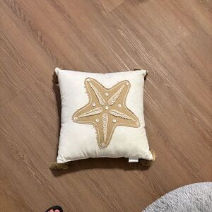 Starfish Embroidered Throw Pillow